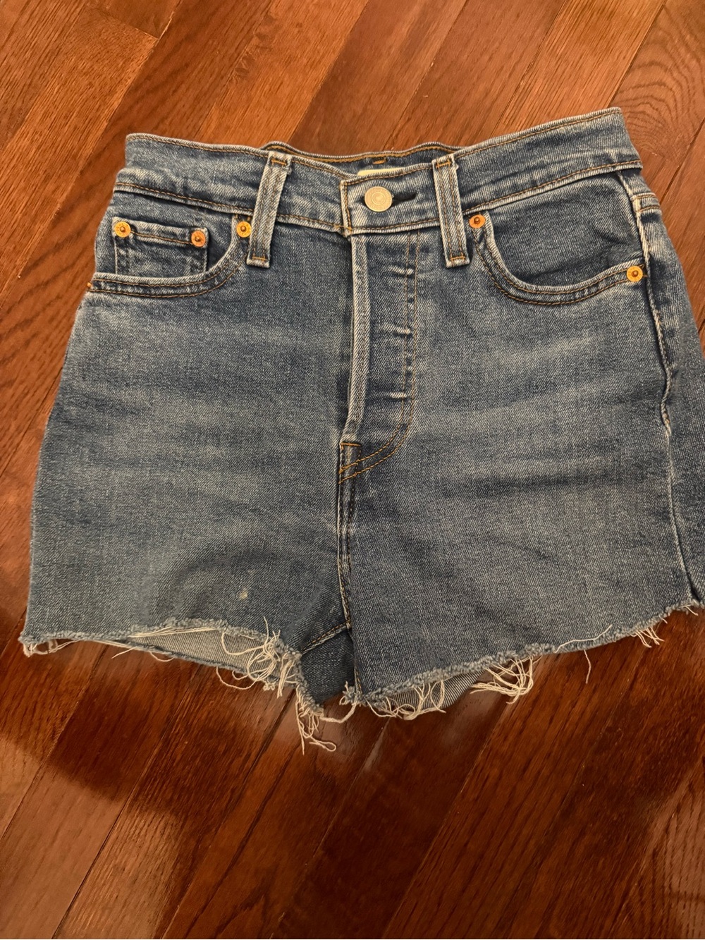 Levi's Blue Cutoff Denim Shorts with Frayed Hem